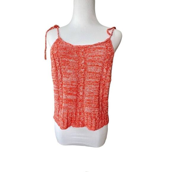 Free People Bombshell Cropped Knitted Sleeveless Top Orange sz Small - Picture 1 of 13